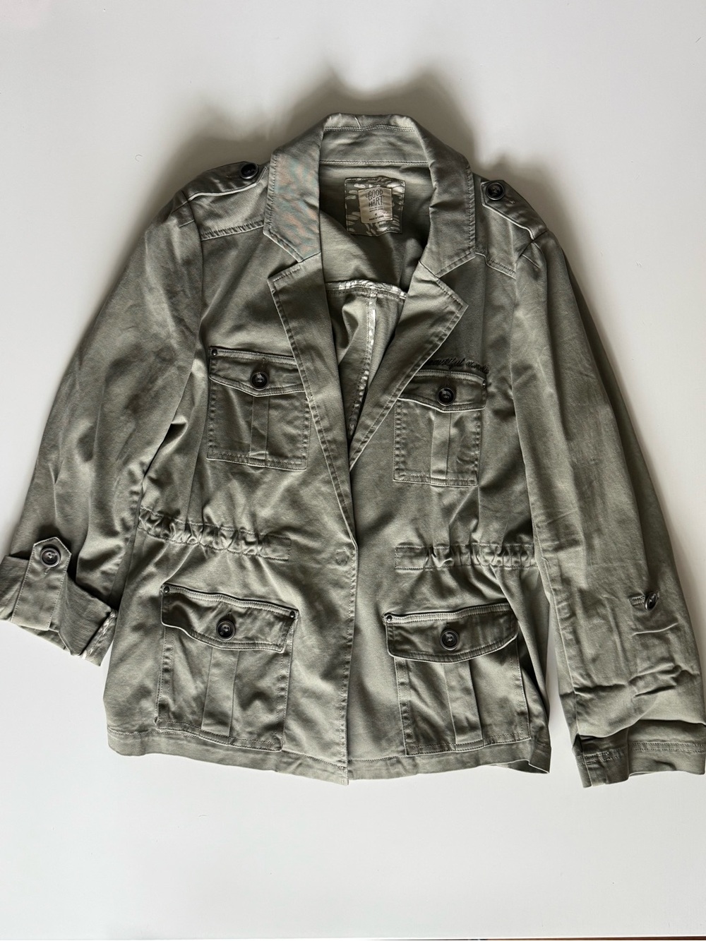 Matilda Jane (Good Hart) Olive Green Khaki Utility Jacket Like New - Picture 1 of 6